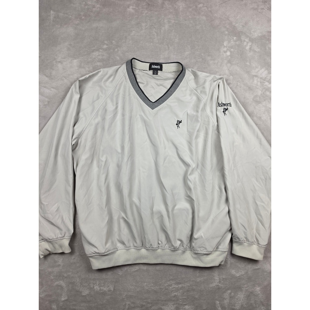 Ashworth‎ Windshirt Pullover Mens XXL Gray V-Neck Golf Windbreaker Jacket Pocket